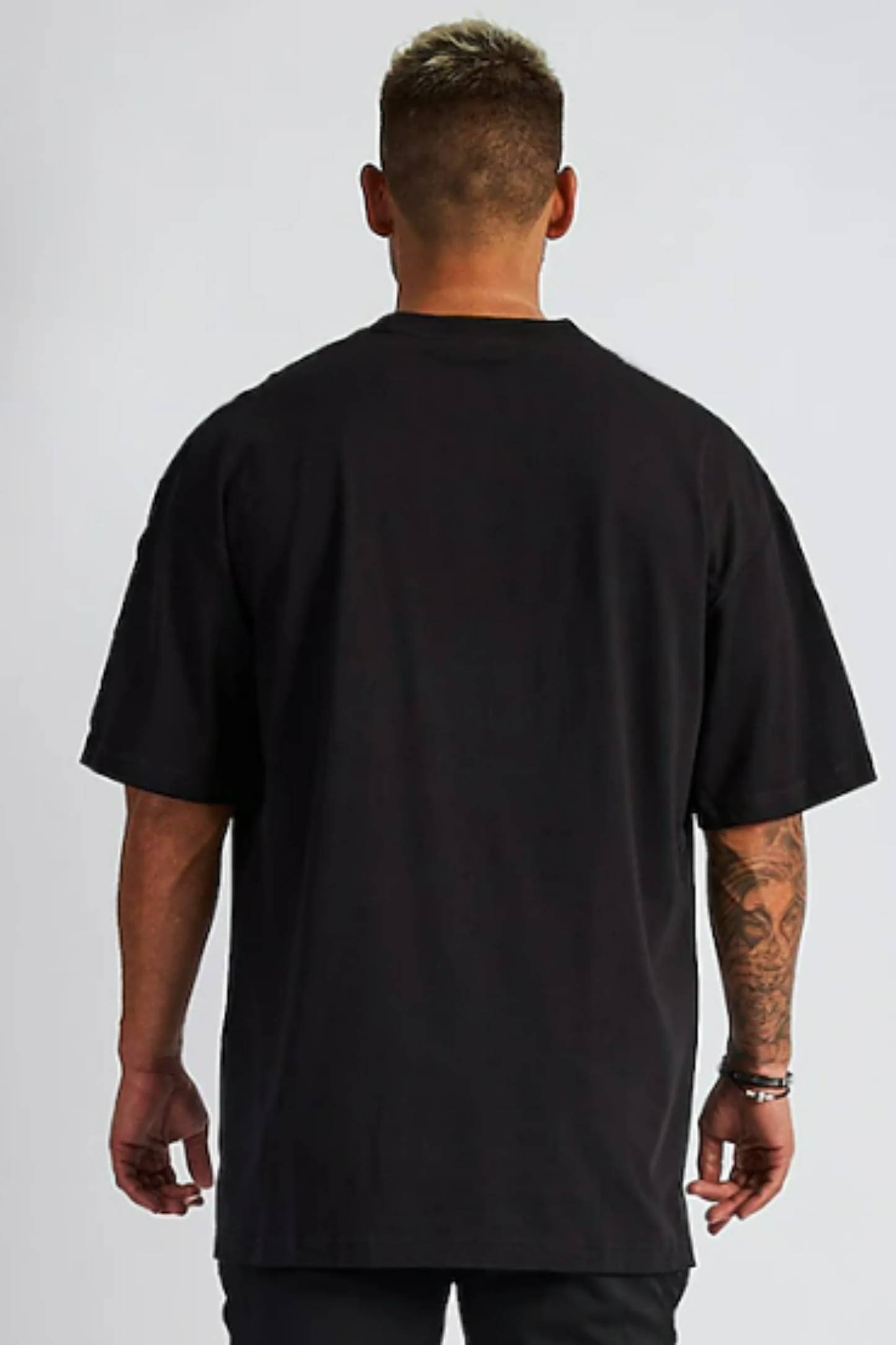 Men's Round Neck Solid Oversized T-shirt XXL Black