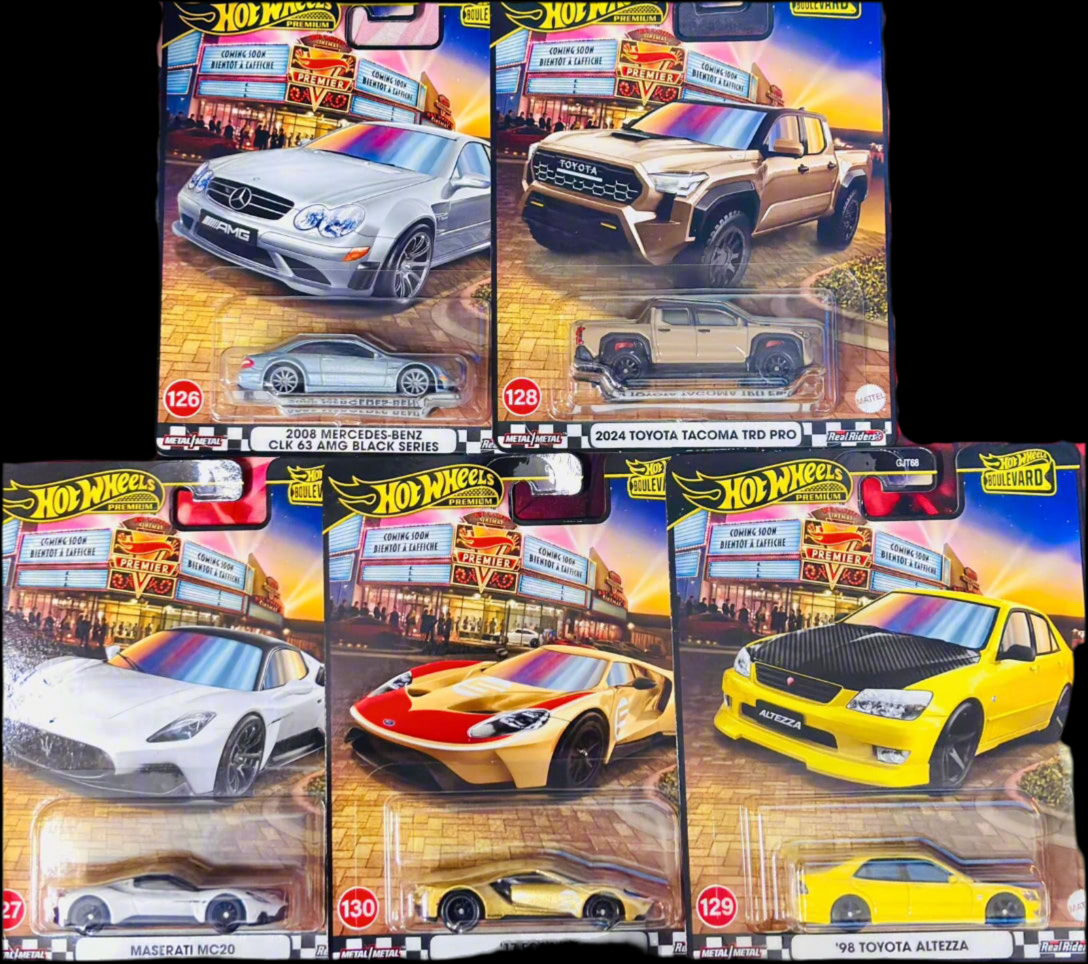 Collection of Hot Wheels toy car packages Hot Wheels Premium 2025 Boulevard Exclusive