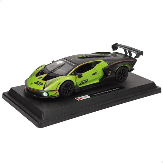 Model car on a display stand with a white background Bburago | Lamborghini Essenza SCV12 1:24 Scale Model car