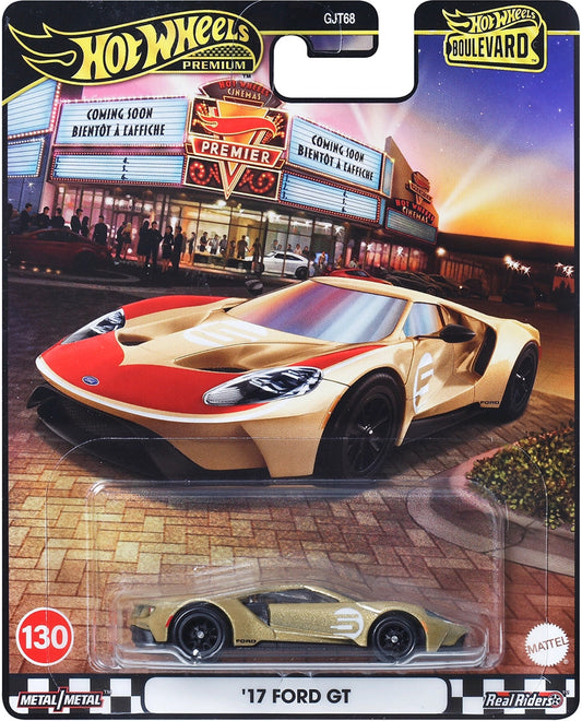 Hot Wheels '17 Ford GT car in packaging with movie theater background
