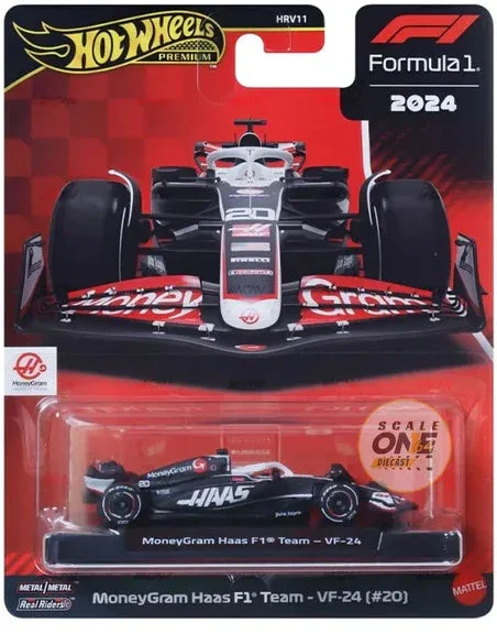 Hot Wheels Scale 1:64 Imported Premium Formula F1 2024 Diecast Model Cars - MoneyGram Haas F1 Team VF-24 Car #20 (Nico Hulkenberg) - Infernotoyz